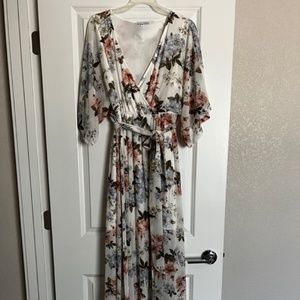 Baltic Born Kia White Floral Kimono Maxi Dress